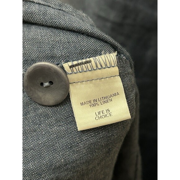 FLAX Designs Large 100% Linen Lagenlook Globetrotter Button Up Jacket Dark Denim - Picture 9 of 11